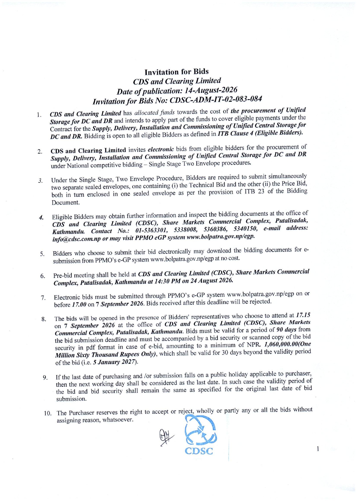 Invitation for Bids
